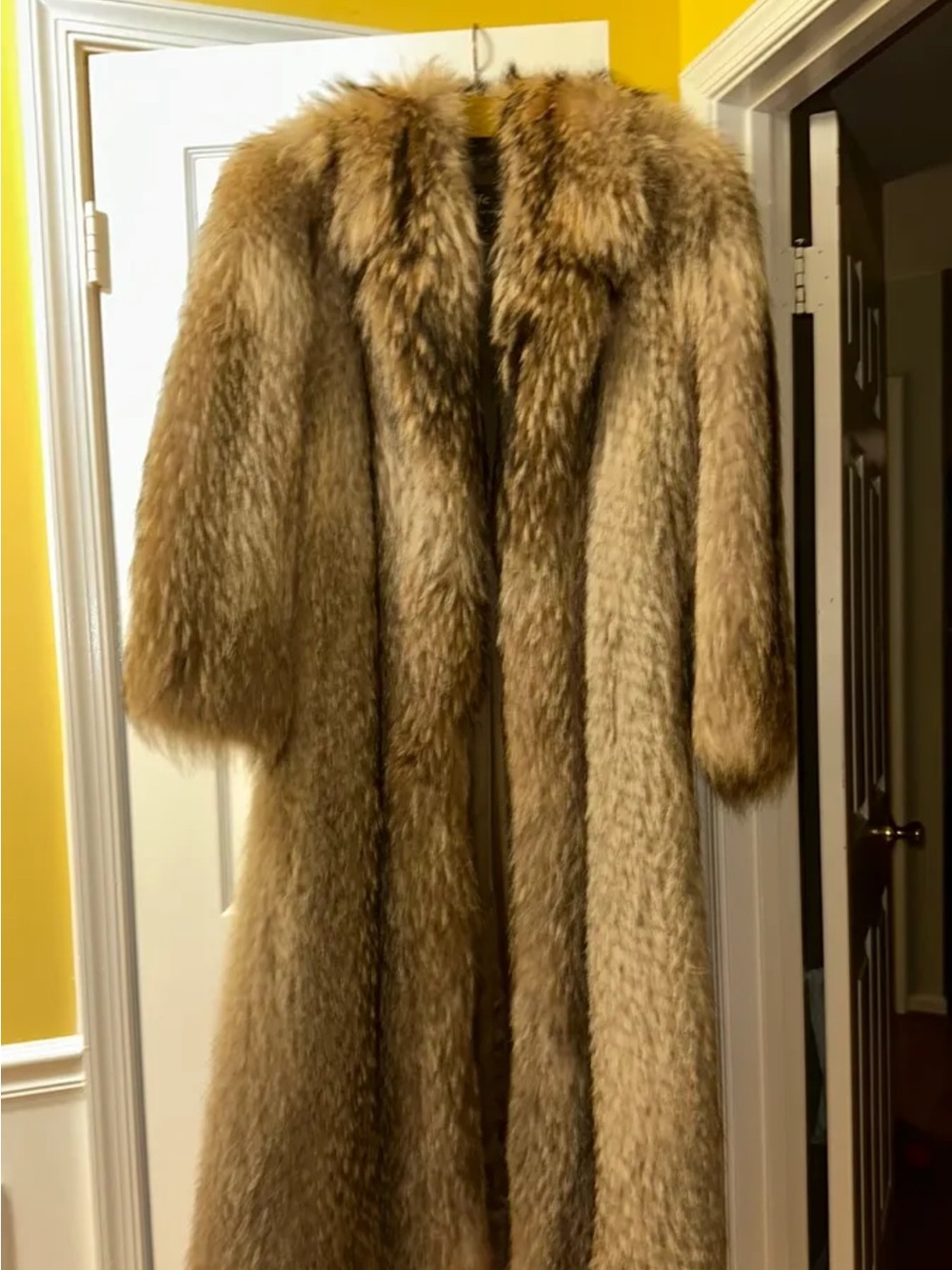 Vintage Scandinavian Fur Company Natural Finnish Raccoon Full Length Fur Coat